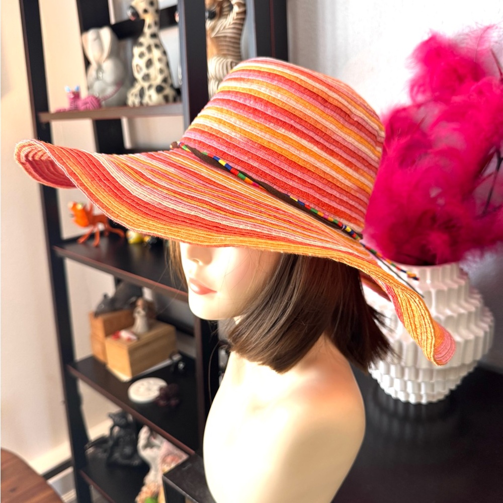 Joe Boxer Colorful Striped Sun Hat - Orange Sunset - Picture 2 of 8